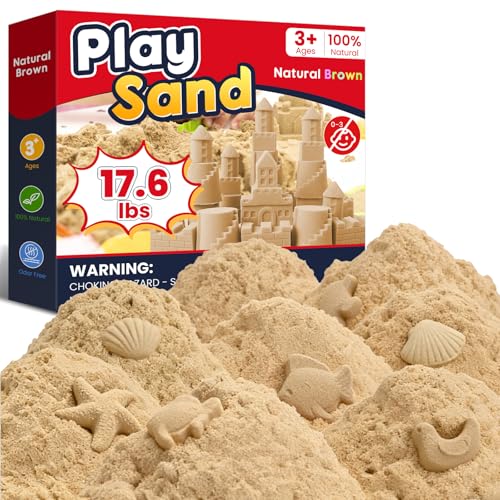 FURWEY 17.6lbs Play Sand Natural Brown Sensory Sand Suitable for Children to Shaping Squeezing and SculptingWithout Molds