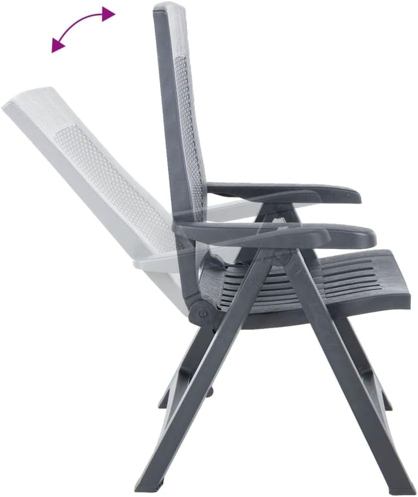 Patio Reclining Chairs 2 pcs,Bistro Chairs,Lounge Chairs,Lawn Chairs,Camping Chair,Beach Chairs,Poolside Chairs,Indoor Chair,Reclining Backrest,for Lawn,Garden,Backyard,Poolside,Plastic Anthracite