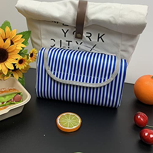 Huiduo Extra Large Picnic Blanket Camping Blanket Picnic Mat Outdoor Blanket With Waterproof Great For Beach Outdoor Camping Picnic 79 X 79 Inches White Coffee Green (Dark-Blue-Stripe, 79X79 Inches) #TOP1