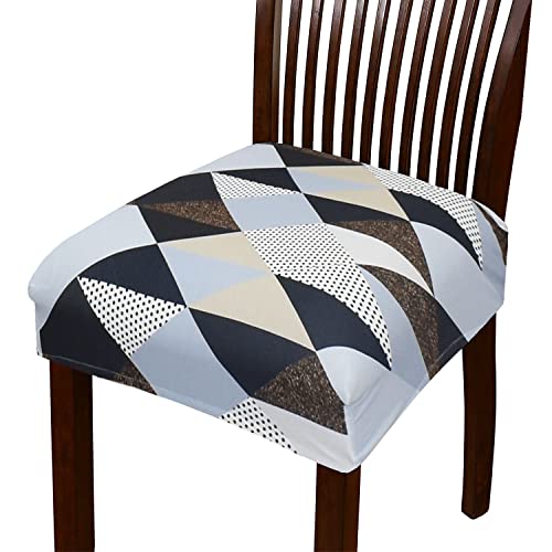 Image of Magical Universal Dining Chair seat Cover Set of 4 Seater pcs are Easily Washable Strechable and Comfortable for Dining Room Home Decor Slip Cover P.2 (Set of 8, Black Check)