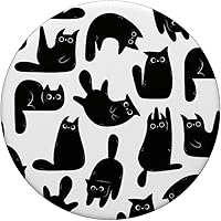 Vista 3 de Lindo gato negro divertido amante de los gatos, PopSockets blancos intercambiables PopGrip