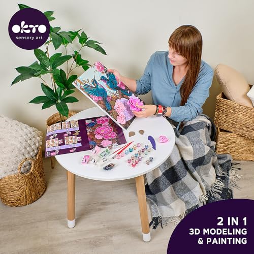 Okto - Wood and Craft - Flowers - Freedom - Set for Creativity and Decoration - 3D Sensory Art - Safe Mess Free Air Dry - Frame Size 21 x 21 cm - 10012 by OKTO - Image 5