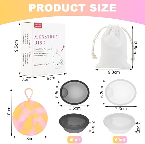 Menstrual Cups,2 Reusable Menstrual Cup, Period Cup Easy to Clean&No Boiling Needed,Leak Proof & Lasts up to 12 Hours, Sustainable Period Disc Alternative to Menstrual Cups, Tampons and Pads