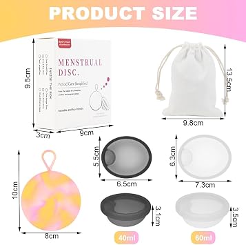Menstrual Cups,2 Reusable Menstrual Cup, Period Cup Easy to Clean&No Boiling Needed,Leak Proof & Lasts up to 12 Hours, Sustainable Period Disc Alternative to Menstrual Cups, Tampons and Pads