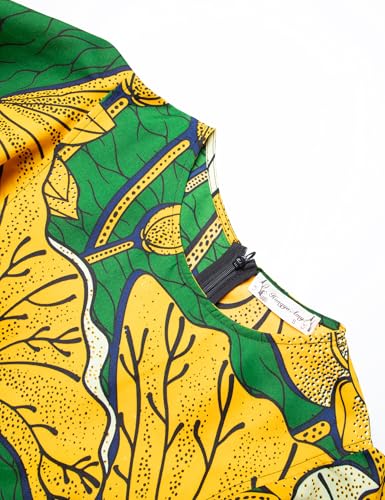 Image of Womens African Vintage Ruffle Trim Sleeve Ankara Tunic Swing Dress