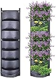 Tevenai 7 Taschen Vertikal Wand Garten Pflanztasche, Hängend Pflanzbeutel Vlies Pflanzbeutel wasserdichte Pflanzsack für Garten Balkon Drinnen Draussen