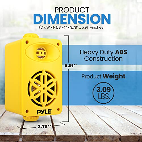 Image of Pyle Indoor Outdoor Speakers Pair - 200 Watt Dual Waterproof 3.5 inch 2-Way Full Range Speaker System w / 1 /2 inch High Compliance Polymer Tweeter-in-Home, Boat, Marine, Deck, Patio,Poolside (Yellow) -PDWR35YL