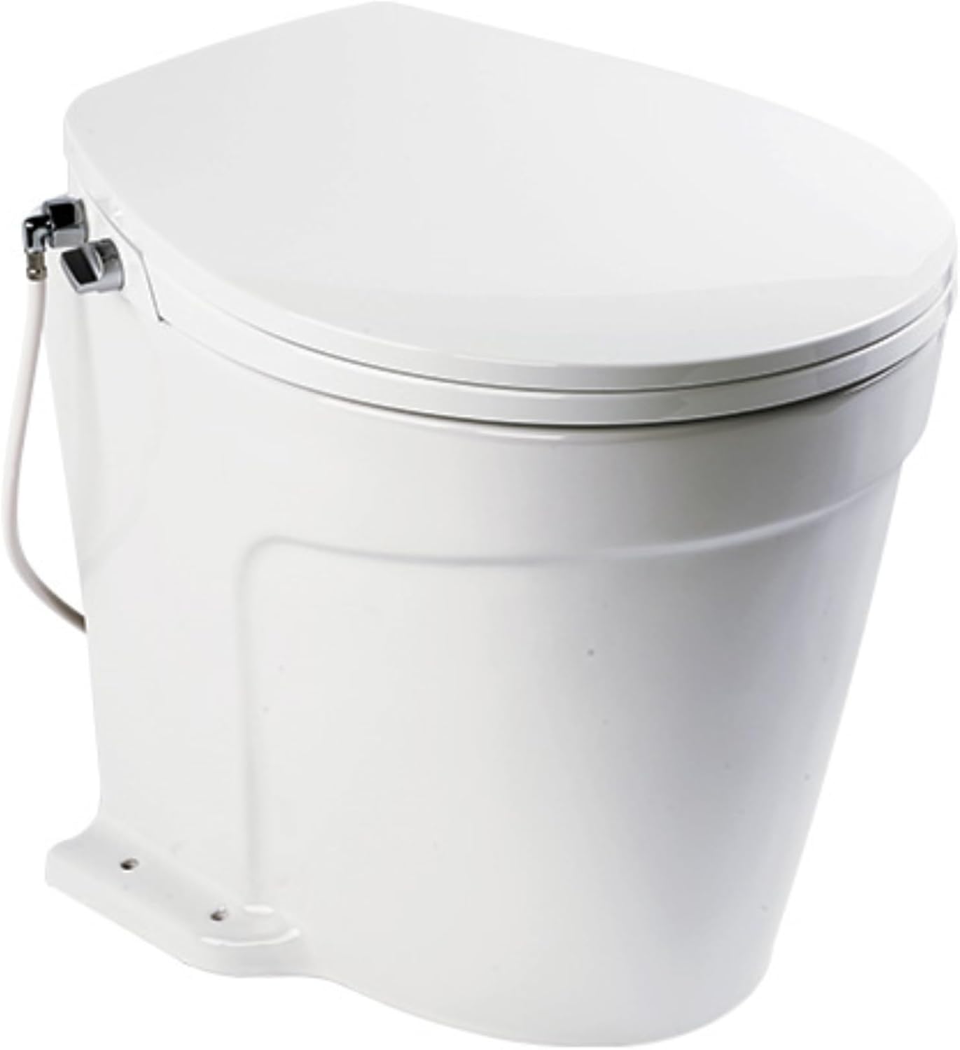 SEAFLO Deluxe Raw Water Flush Electric Marine Toilet 12V Bidet Flushing System Ceramic Bowl Soft Close Seat Rear and Feminine Cleaning Quiet Flush Macerator Pump Rinse Pump 4 Year Warranty