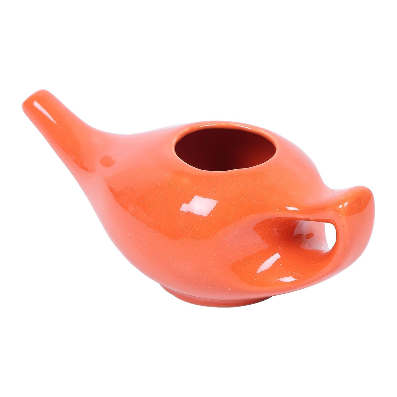 QIMACPLUS Leak-Proof Durable Ceramic Jal Neti Pot | Non-Metallic, Lead-Free, Microwave & Dishwasher Safe with Comfortable Grip | 1 PCS (220 ML) Orange 1
