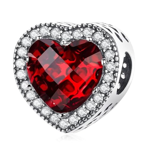 LNQOBU Charm Argento Vetro di Murano,Rosse Perline a Cuore,Blu,Gialli,Charms Bead