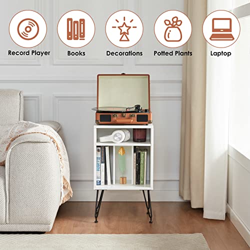 End Table, Side Table With Storage Space, Nightstand For Bedroom, Couch Side Table With Swivel Leveling Feet For Living, Sturdy End Table With Premium Mdf Board, Easy Assembly, 14.7”*11.1”*24.4” #TOP5