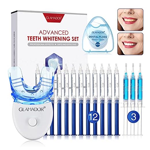 Teeth Whitening Kit with LED Light, GLAMADOR Professional Dental Teeth Whitener with 12pcs Whitening Gel, 3 Soothing Gel, Sensitive Direct Tooth Whitener Safety Use for Home and Travel