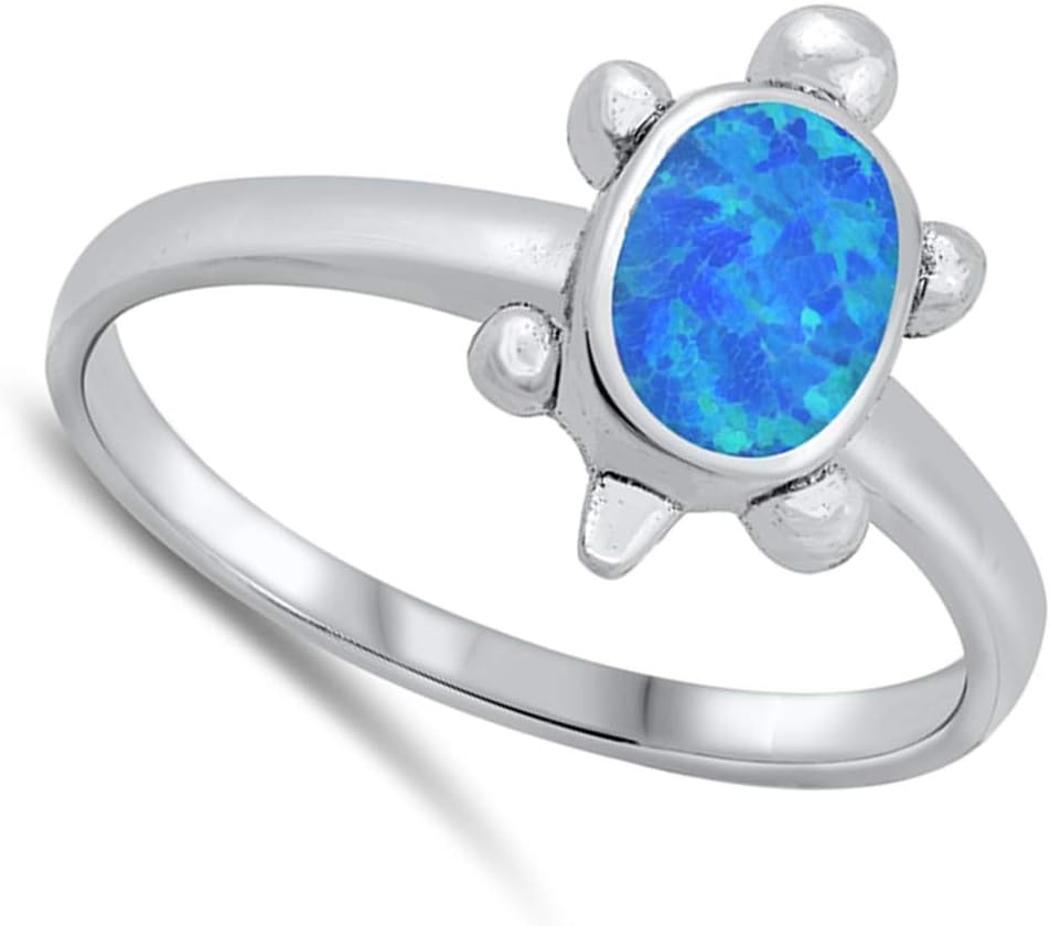 CHOOSE YOUR COLOR Sterling Silver Turtle Ring