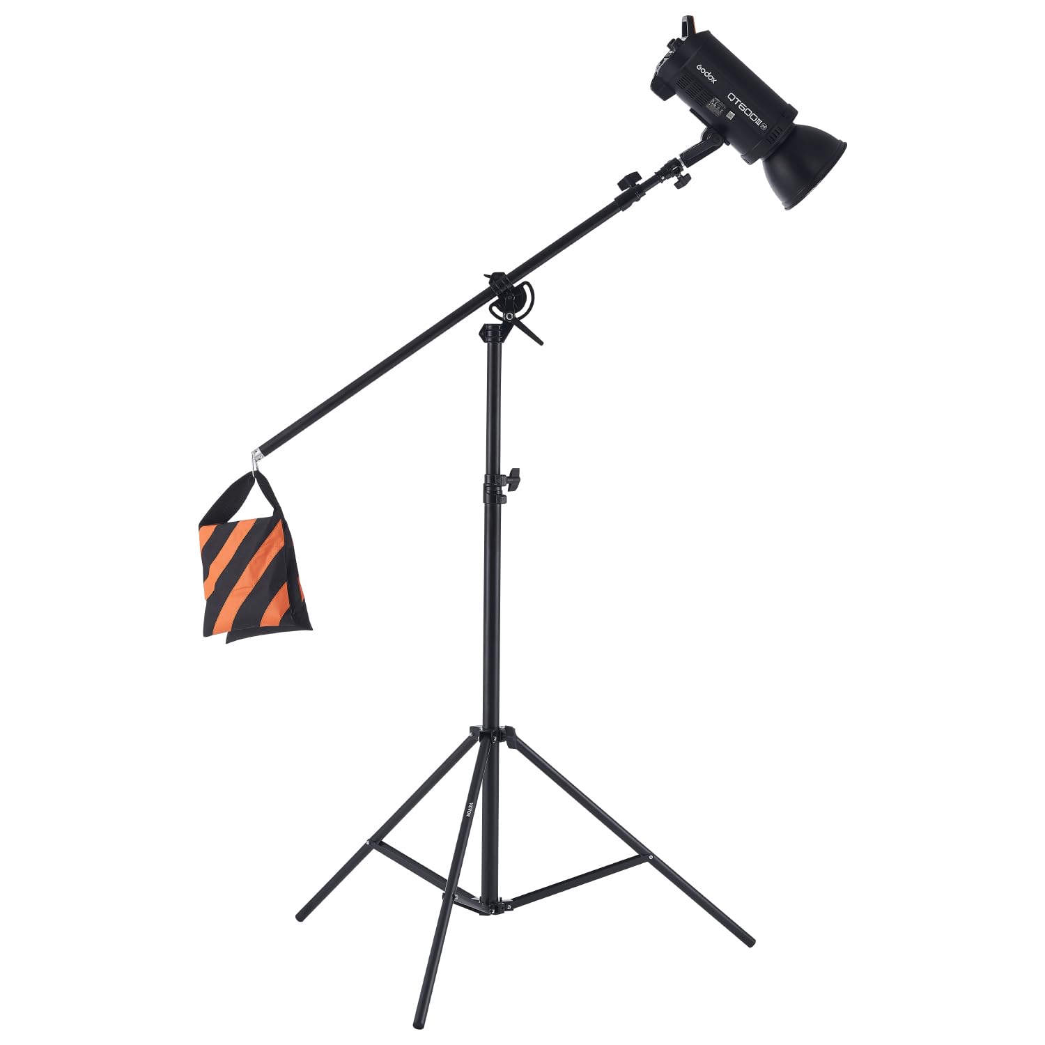 VEVOR Support d'éclairage en Aluminium, Hauteur Max. 390 cm, trépied de Photographique réglable, avec Bras flèche, Sac Sable, Charge Max. 5 kg, pour boîte à lumière, Flash de Studio, Anneau Lumineux