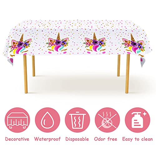 Miniatura 3 de Osdue Unicornio Rosa Mantel Fiesta Infantil, Mantel Desechable, Mantel Plastico Infantil, Mantel Plastico Desechable Mesa Comedor Rectangular 137 274cm, Decoracion Fiesta Cumpleaños Infantil