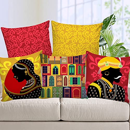 AEROHAVEN™ Set of 5 Ethnic Hand Made Jute Throw/Pillow Cushion Covers - CC181 - (20 x 20 Inch)