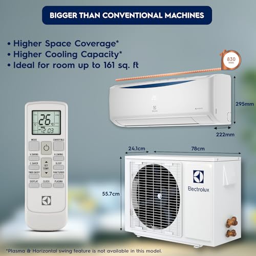 Image of Electrolux 1 Ton 3 Star Convertible Inverter Split Air Conditioner (AC), 100% Copper, PM2.5 Filter, I-Feel Tech, Anti-Corrosion and R32, White & Dark Blue, UltimateHome 300, ESV123C1AA