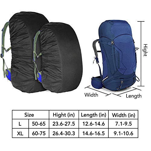 GIEMSON 2 Pack Backpack Rain Cover Waterproof Backpack Cover with Adjustable Cross Strap and Sliver Coating Reinforced Inner Layer for Camping, Hiking, Traveling, Biking - Thumbnail 3