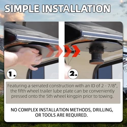 Image of TonGass 5th Wheel Hitch Lube Plate 10in Fits Standard 2-7 /8 inch Pin | RV Wheel Lube Plate, Camper Fifth Wheel Plate, Trailer Wheel Accessories for 5th Wheel Trailer Safety Kit