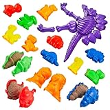USA Toyz Dinosaur Sand Molds Beach Toys for Kids- 23pk Sandbox Toy for Toddlers, Compatible with Foam or Molding Clay, 3D Beach Sand Castle Building, Water Tables, Indoor Outdoor Sensory Toys for Kids