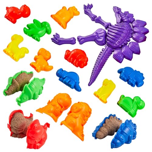 USA Toyz Dinosaur Sand Molds Beach Toys for Kids- 23pk Sandbox Toy for Toddlers, Compatible with Foam or Molding Clay, 3D Beach Sand Castle Building, Water Tables, Indoor Outdoor Sensory Toys for Kids