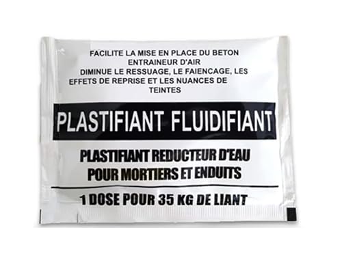 Plastifiant béton | Fluidifiant en dose de 40ml | lot de 5/10 / 50 doses | 1 dose = 1 sac de ciment (5)