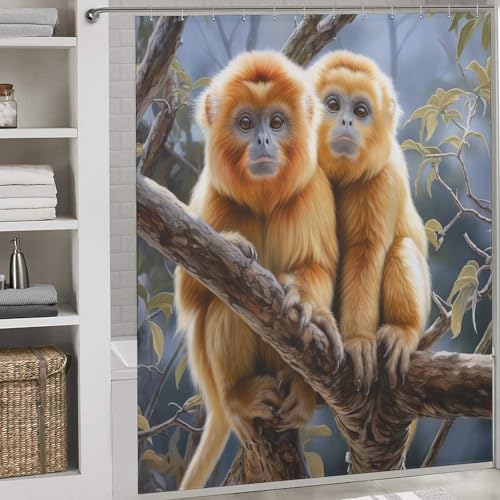 Rideau de douche singe en polyester 183x183 cm avec 12 anneaux inclus - 2