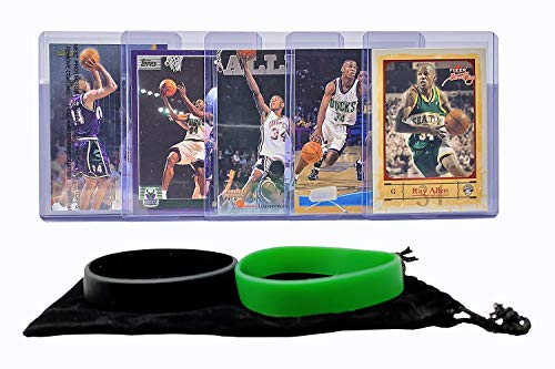 Ray Allen Basketball Cards Assorted (5) Bundle - Milwaukee Bucks, Boston Celtics Trading Card Gift Pack