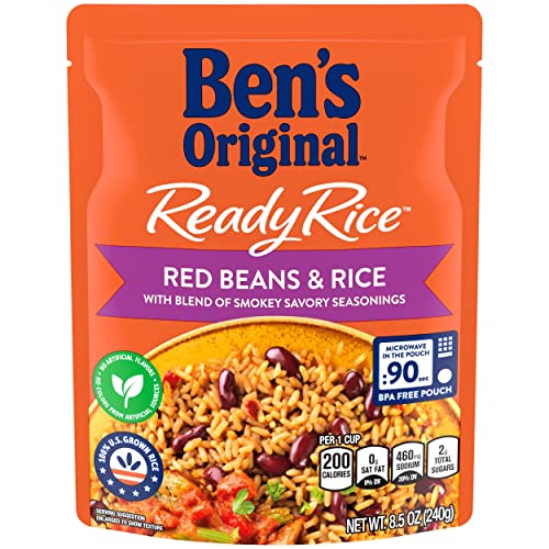 BEN'S ORIGINAL Ready Rice Red Beans and Rice, Easy Flavored Rice Dinner Side, 8.5 oz Pouch (Pack of 12)