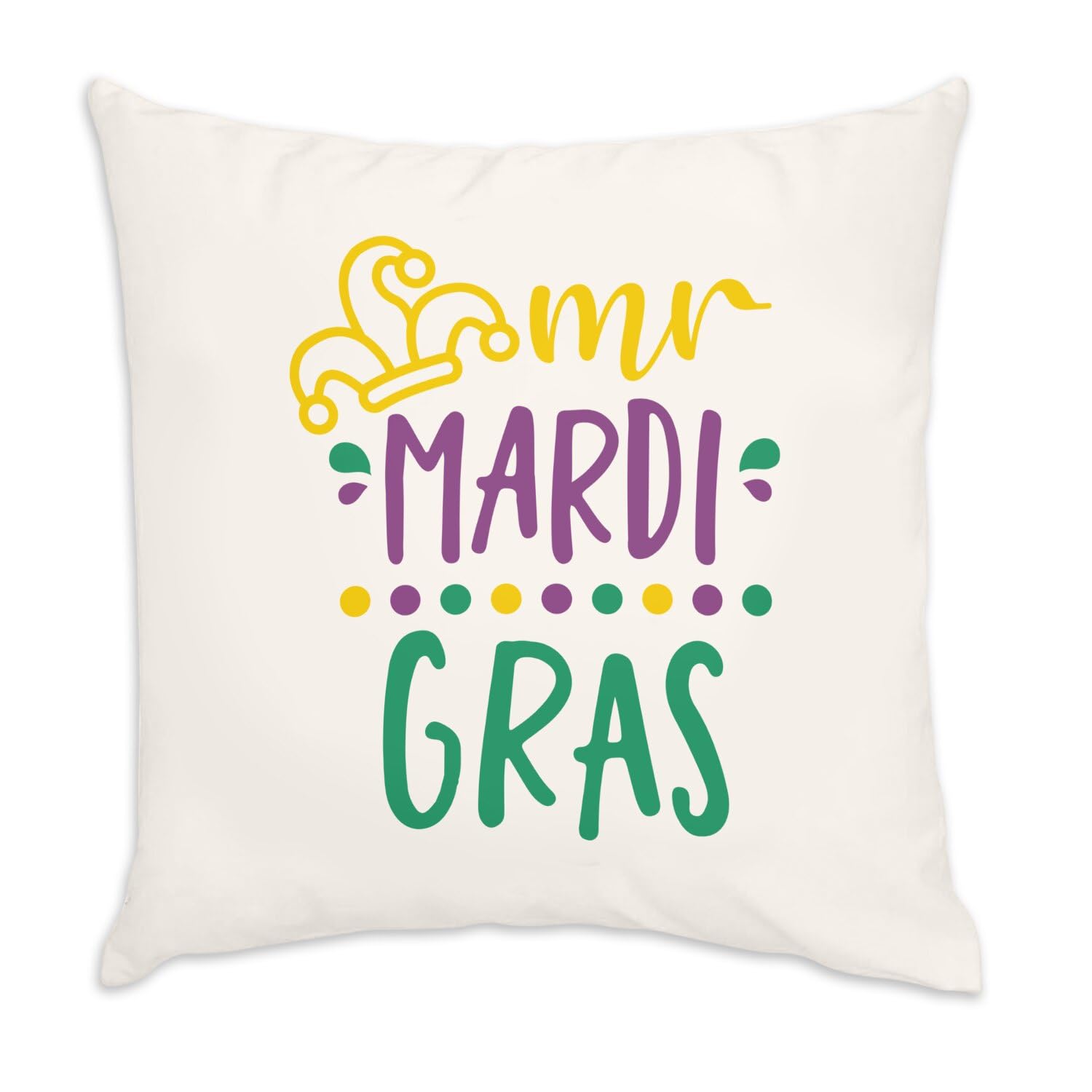 Coussin velours blanc Mister Mardi Gras Carnaval 40x40 cm avec garnissage