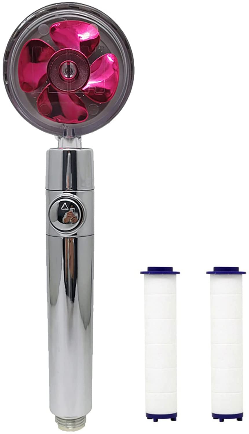 Vnstkww Red 360 ° Degrees Rotating Propeller Handheld Shower Head With Filter To Increase Pressure,Universal Water Saving Shower Head With 3 Adjustable Mode Rainfall Shower Heads For Children Pets Home Gym Use