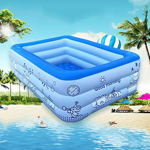 ZHKGANG Children's Infant Swimming Pool Summer Bathing Pool Green PVC Bubble Bottom Outdoor Inflatable Thickening Pool,Blue-150 * 110 * 55cm