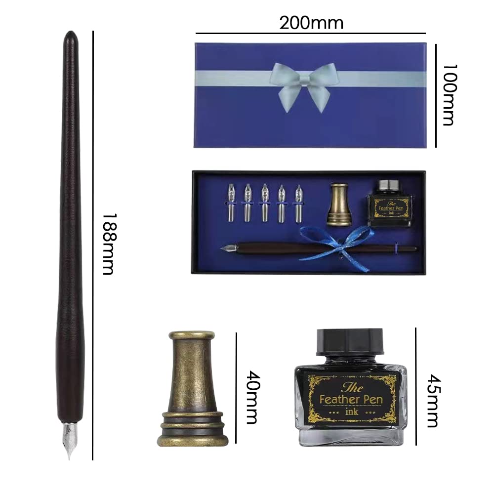 Kit Calligrafia BELLE VOUS - Penna Stilografica In Legno, 10 Pennini, 4 Inchiostri, Portapenna - Foto 4