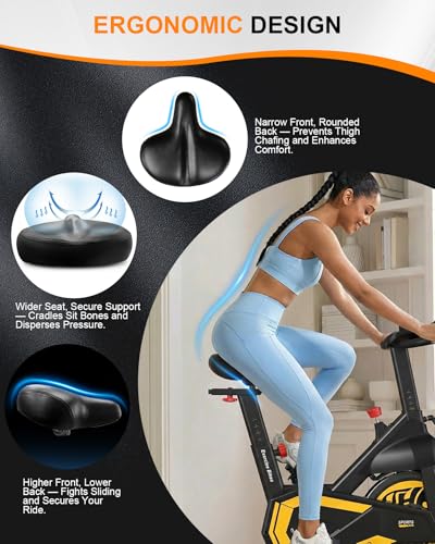 Image of Exercise Bikes for Home,Spin Bike with Adjustable Magnetic,Brake Pad Resistance Silent Belt Drive,350lbs /300lbs Weight Capacity &Upgraded Version Seat for Home Cardio&Weight Loss(QM-530W)