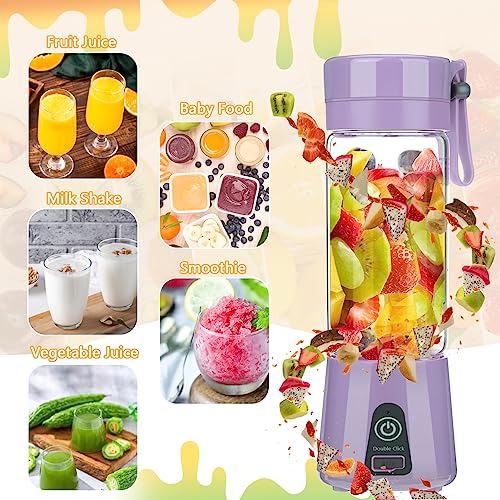 Portable Mixeur pour Smoothies et Shakes, Bestcool 400ml Mini Mixeur Blender USB rechargeable Fruit Mixer Juicer Bouteille mixeur de jus de fruits pour Maison Voyage Bureau extérieur (Pourpre)