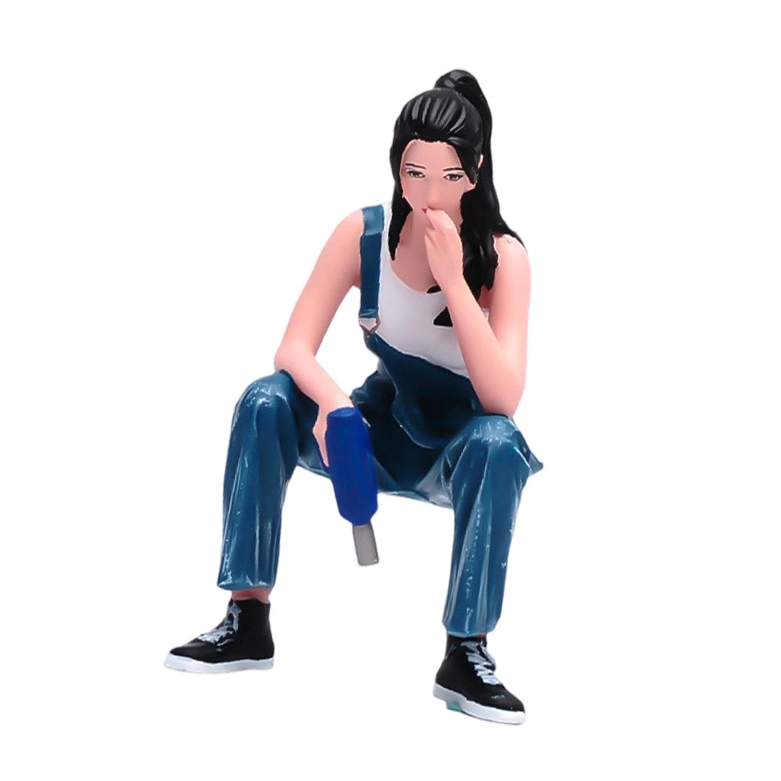 kowaku 1/18 Scale Female Miniature Figure, Hand Painted Car Repair Woman Figurine, Photo Prop for Micro Landscape DIY Project, Diorama Accessory, Realistic Detail