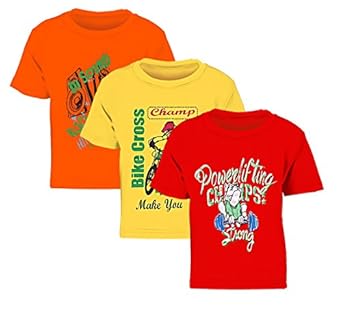 kiddeo Kids Boys Tshirts(Pack of 3) (5pcs_Rd_yl_Or)