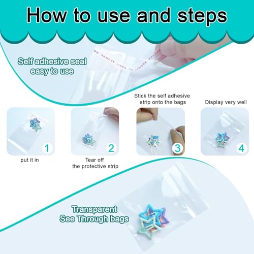 PDKKFF 200 Stk Zellophantüten Klein Selbstklebend Cellophantüten 7x10cm Transparent OPP Tütchen Mini Plastiktüten für Süßigkeiten, Kekse, Schmuck, Geschenke und Bastelbedarf