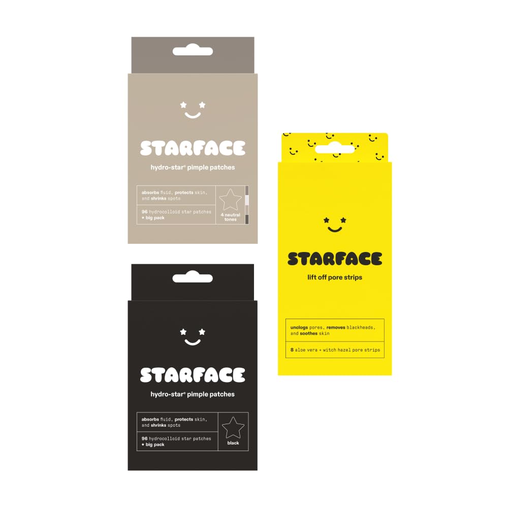 Starface World Black Star Hydrocolloid Pimple Patches Big Pack 96 ct Lift Off Pore Strips for Blackheads and