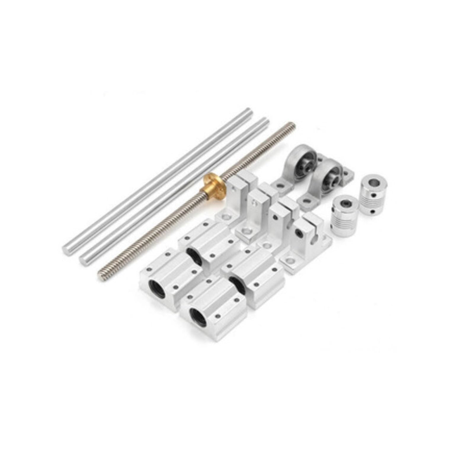 Guía de carril lineal, 15 Unids/set T8 Tornillo De Plomo 8-400mm DIY Eje Guía Óptico Cojinete Asiento Lineal Soporte Juego Tornillos Trapezoidales(8-250mm)