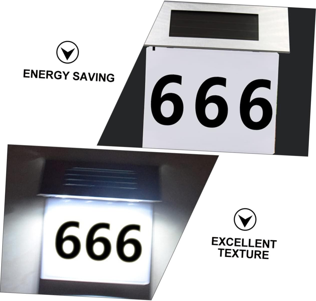 2pcs Solar Address Sign Stainless Steel Abs Led Wall Lamp Human Body Induction for House