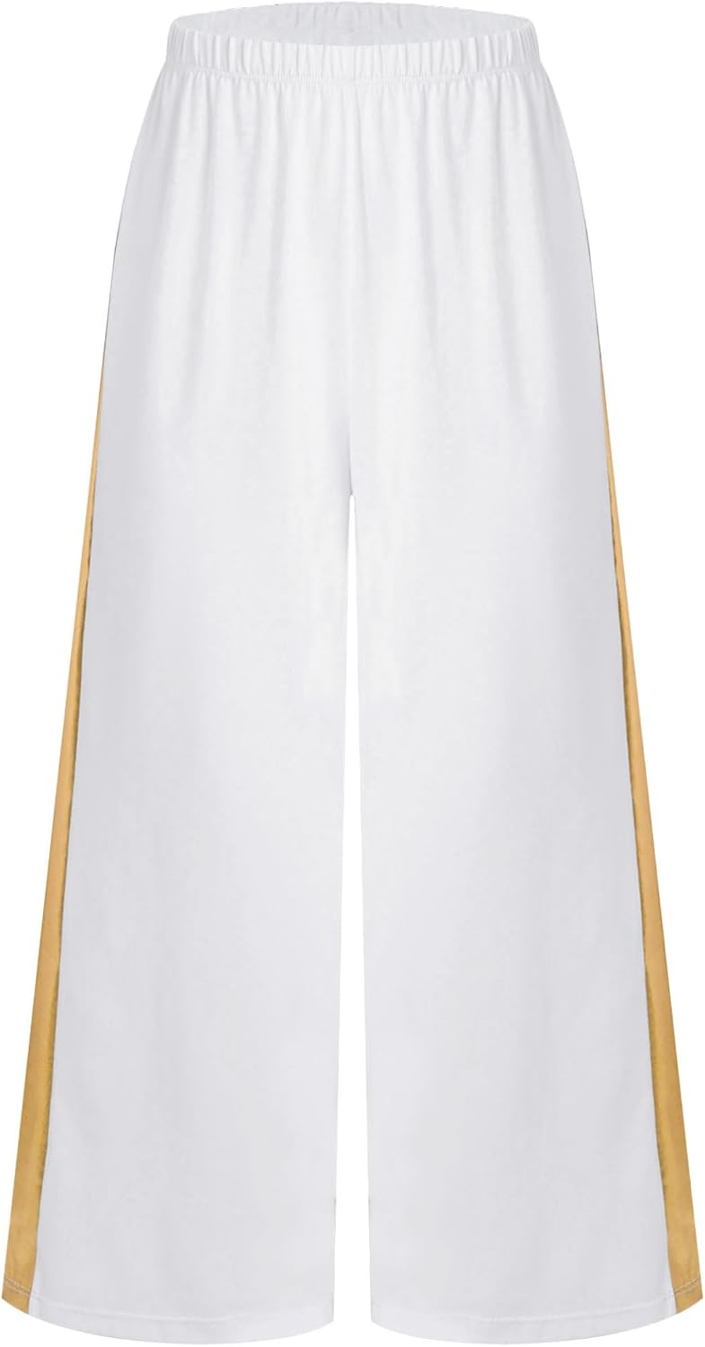 Jugaoge Girls Metallic Lyrical Praise Dance Pants Celebration of Spirit Palazzo Pants Liturgical Worship Performance Wear