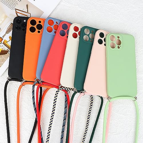 Capa de cordão de pescoço transversal para iPhone 14 Pro Max, capa de telefone colar com alça de cor