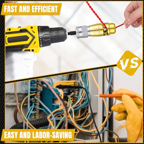 Leriton 5 Pcs Wire Stripper for Drill 9/11/13 AWG Wire Twister Tool for Drill 5 in 1 Quickly Electric Wire Stripper Electrician Tool Set Aluminum Alloy Portable Cable Fast Stripping Connector
