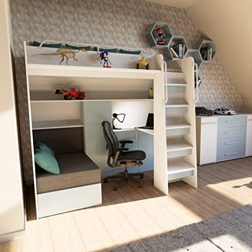 Hochbett mit Schreibtisch Marlux-Meble JSM-7 90×200