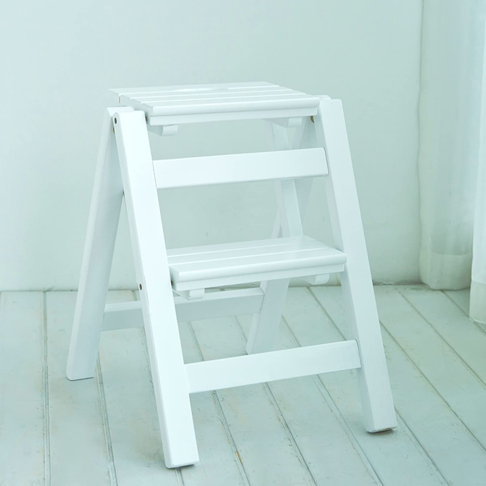 Escalera Plegable De Madera Antideslizante De 2 Peldaños - Taburete Portátil Compacto, Taburete De Seguridad Multifuncional para El Hogar, Escaleras Y Espacios,B