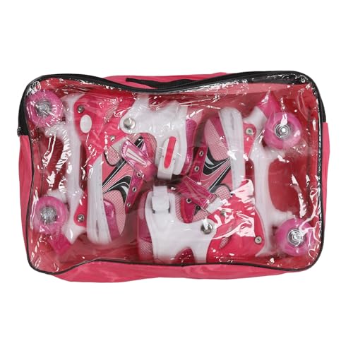 aqxreight Patins à roulettes pour Enfants Patins à Quatre Roues en PVC pour Garçons et Filles, Rollers Bleus Légers et Stables pour Les Débutants en Intérieur et en Extérieur (Pink)