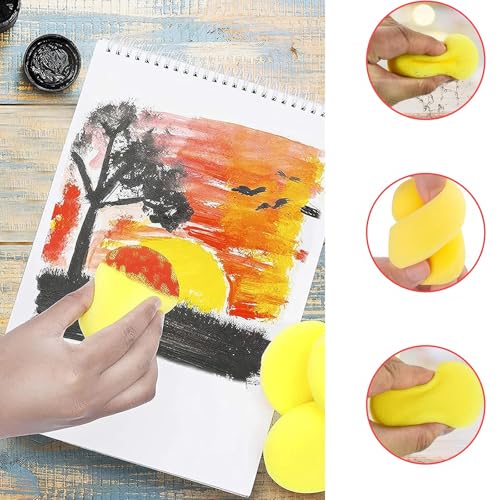 Miniatura 3 de Dhweku 6 Esponjas Redondas Para Pintar, Esponjas Sintéticas De 7,5 Cm Amarillas, Esponjas Artesanales, Esponjas Suaves De Artista Para Acuarela, Cerámica, Arte, Artesanía, Arcilla, Pintura Facial