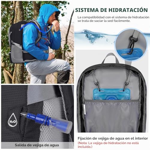 Miniatura 2 de Nubily Mochila Senderismo Hombre Impermeable 50l Mochilas Marcha Mujer Mochila De Camping Al Aire Libre De Moda Mochila De Viaje Ligera Negro