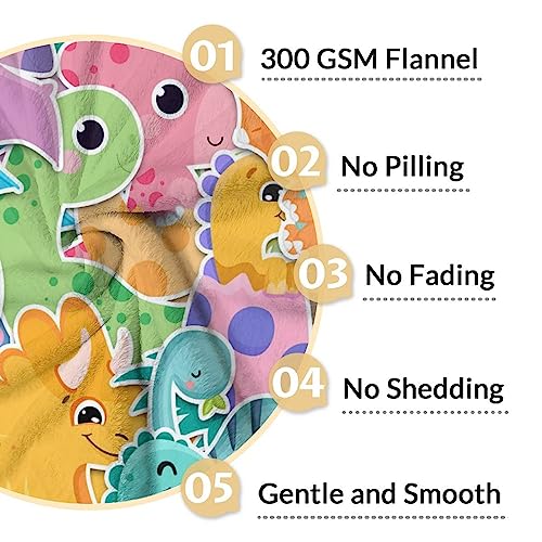 Dinosaur Blanket Gifts - 30"x40" Cute Throw for Girls & Boys - Colorful Soft Fuzzy Blankets for Couch & Office